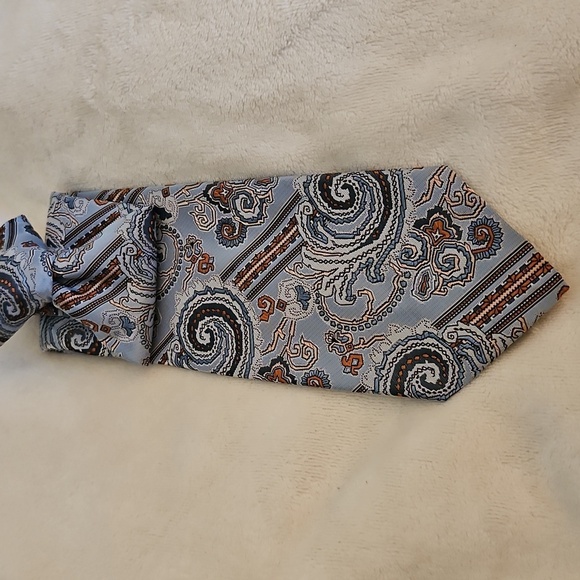 Vtg THE HOOKER 1960s Funky Blue Paisley Patterned Wide Clip-on Tie - Picture 2 of 9